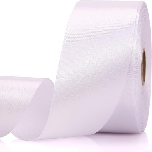 1-1/2 Inch 30 Yards White Solid Satin Ribbon for Gift Wrapping,Craft Floral Bouquets,Wedding Party,Timeless Flower,Decoration Floral Hair,Balloons