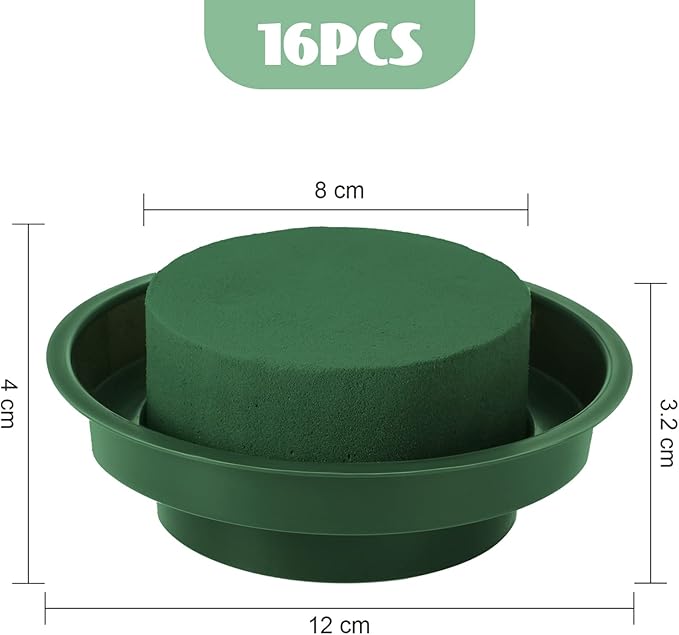 Floral Foam with Bowl 4.7 Inch Green DIY Flower Arrangement Kit Round Wet Foam, Wedding Aisle Flowers, Party Decoration (24 Pieces)