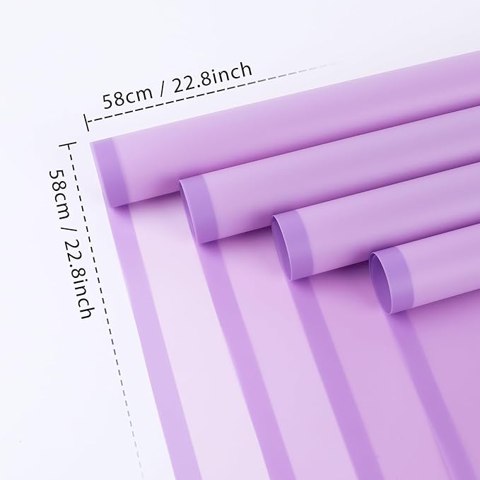 FUHITIM 20 Sheets Flower Wrapping Paper - Waterproof Floral Bouquet Packaging Paper for DIY Crafts，Florist Supplies Packaging Paper for Wedding Birthday Gift (Translucent Lilac Purple)