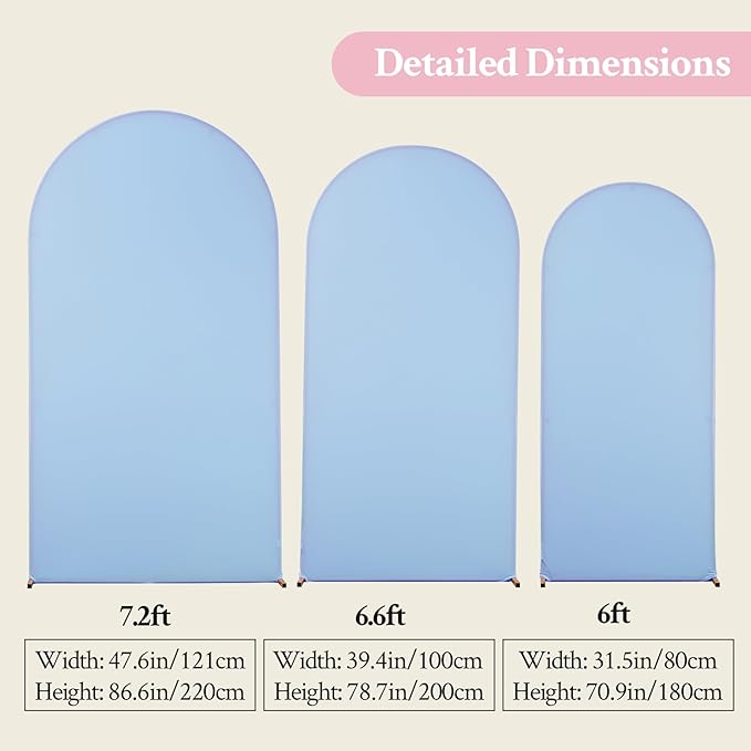 Pink and Blue Arch Backdrop Cover 7.2FT 6.6FT 6FT Arch Covers Stretchy Backdrop Set of 3, Gender Reveal Arch Cover Spandex Fitted Fabric Arch Covers for Boy or Girl Party Birthday Baby Shower Decor