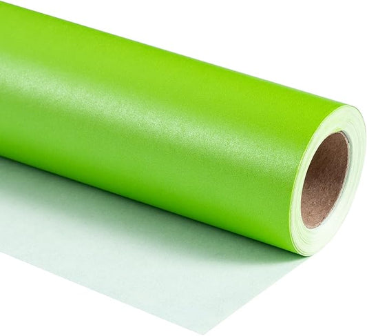 RUSPEPA Lime Green Gift Wrapping Paper - Mini Roll - Solid Color Pearly Shiny Silk Paper Perfect for Wedding, Birthday, Christmas Grinch, Baby Shower, EAster - 17 Inches X 32.8 Feet