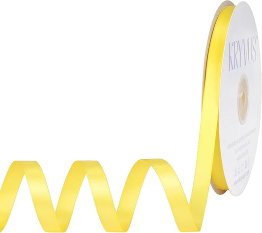 Daffodil Yellow Satin Ribbon, Double Faced 3/8 Inch X 50 Yards Daffodil Ribbon, Premium Satin Ribbon for Gift Wrapping, Crafts, Hair Bow Making, Sewing, Flower Bouquet, Wedding Party Decor