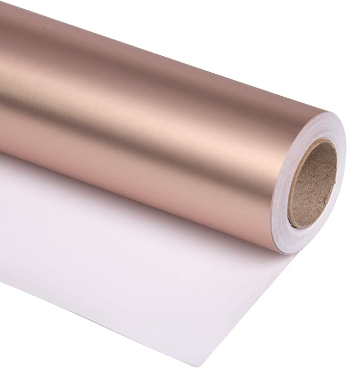 RUSPEPA Rose Gold Matte Wrapping Paper - 81.5 Sq Ft - Solid Color Paper Jumbo Roll Perfect for Wedding,Birthday,Christmas,Baby Show, Graduaction Congrats - 30 inches x 32.8 feet