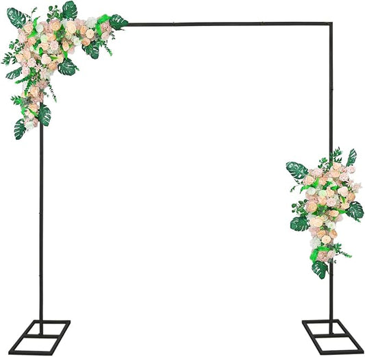 8.2FT Black Metal Wedding Arches for Ceremony Square Balloon Arch Stand Rectangular Backdrop Stand for Anniversary Birthday Party Bridal Shower Home Indoor Outdoor Decoration