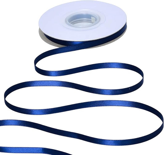 YAMA Navy Blue Double Faced Satin Ribbon, 1/4 Inch 25 Yards, Navy Ribbon for Gift Wrapping Crafts Hair Bows Wedding Party Decoration