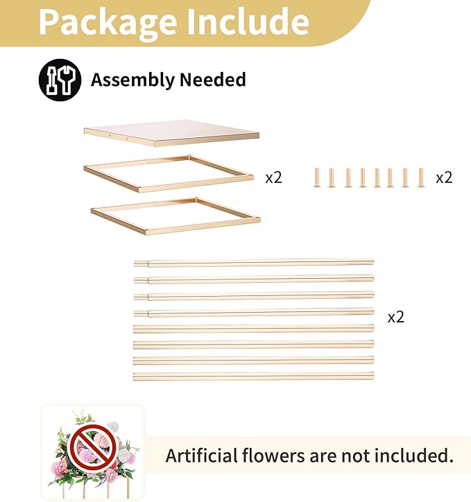 Nuptio Gold Vases for Centerpieces Wedding - 2 Pcs 31.5 inch Tall Metal Flower Vase Flowers Stand for Party Tables Decorations - Elegant Bulk Weddings Decoration Table Geometric Centerpiece Stand