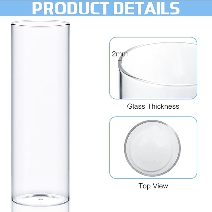 36 Pcs Cylinder Vases Set for Centerpieces, 6/8/10 Inch Tall Clear Glass Vase, Hurricane Floating Candle Holder for Wedding Table Decor, 2.5''/2.7''/3.3''' Diameter (3.3'' X 5.9'',7.9'',9.8'')