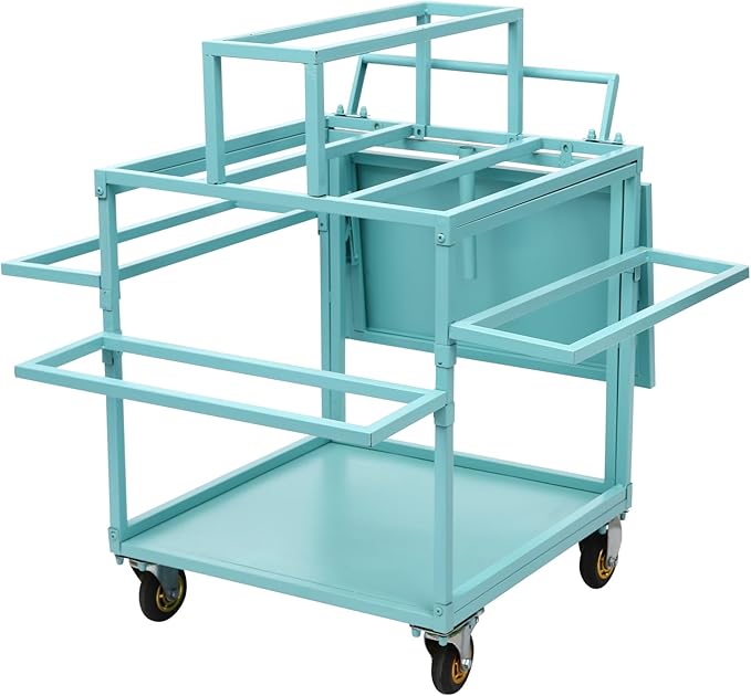 6-Tier Flower Display Stand Indoor Movable Flower Stand with 18 Buckets Plants Display Rack Cart with Wheels Metal Florist Bouquet Stand for Florist Patio Garden,23.62*23.62*36.61in (Blue)