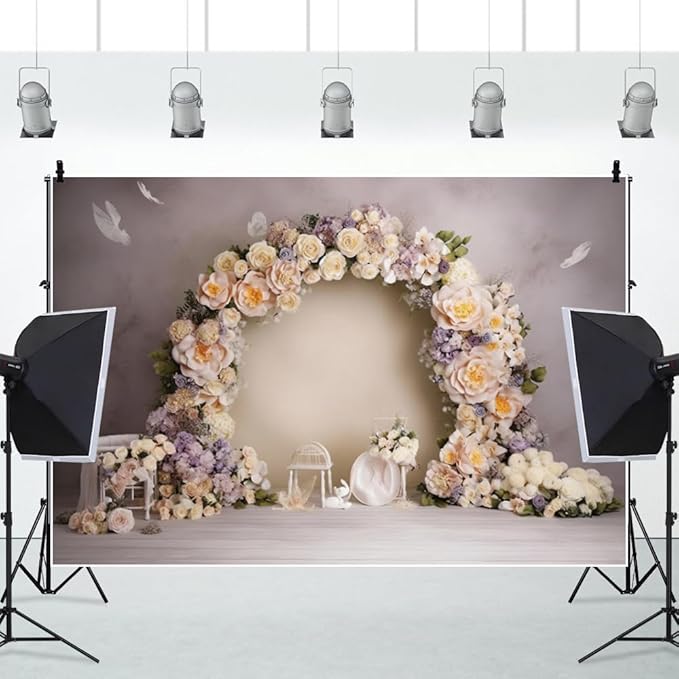 Leowefowa Wedding Flower Wall Backdrop Retro Arch Pink Floral Wall Backdrop Background for Wedding Anniversary Birthday Party Decorations Banner Studio Props 10x7ft Vinyl