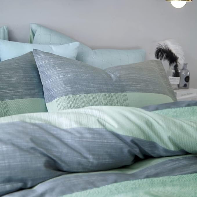 LifeTB Queen Comforter Set Patchwork Bedding Comforter Set Soft Fluffy Geometric Plaid Bedding Set for All Seasons Cozy Patchwork Plaid Checkered Pattern Queen Bed Comforter with 2 Pillow Shams