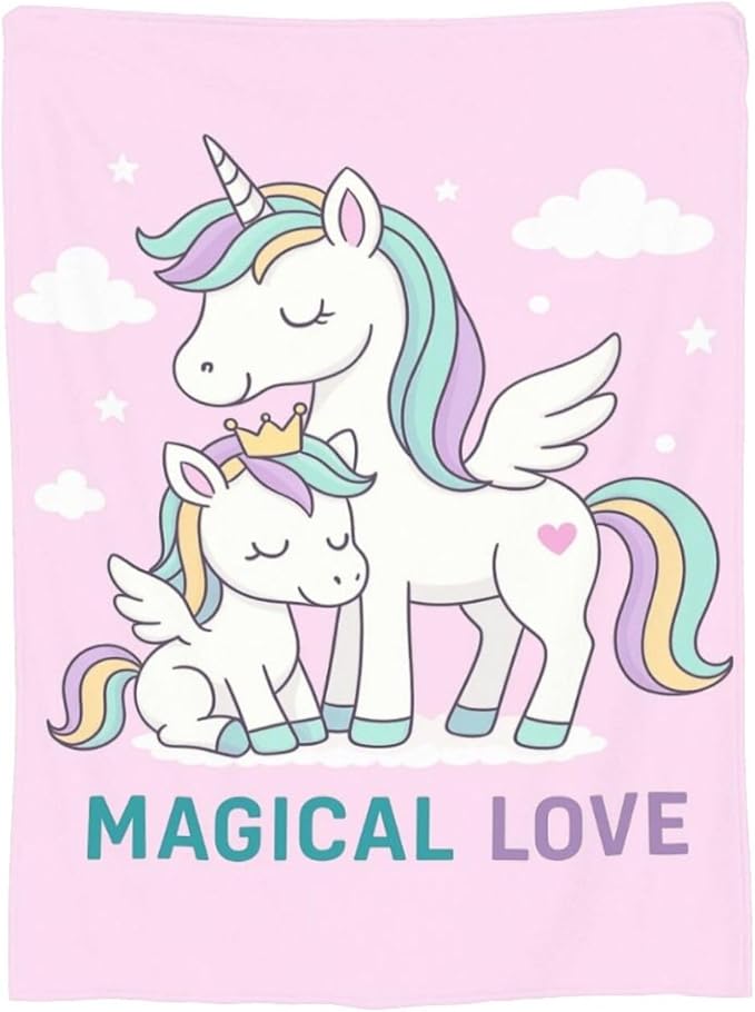 Unicorn Blanket Cute Unicorn Throw Blanket Magical Love Soft Cozy Fleece Fuzzy Stuffed Plush Flannel Animal Gifts for Girls Women Boys Kids Adults 50"X60"