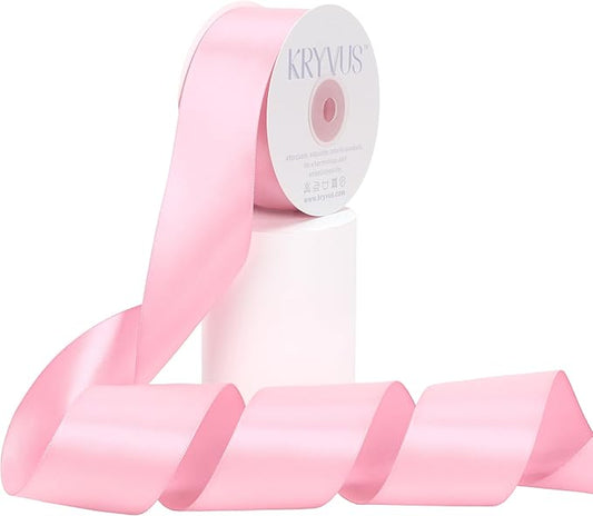 Pink Satin Ribbon, Double Faced 2 Inch X 25 Yards Pink Ribbon, Premium Satin Ribbon for Gift Wrapping, Crafts, Hair Bow Making, Sewing, Flower Bouquet, Wedding Party Decor
