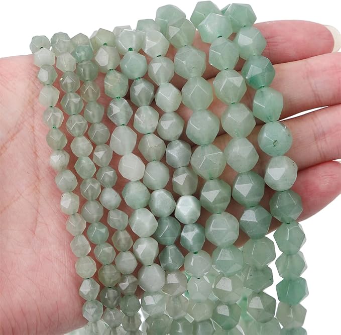 Faceted Natural Green Aventurine Jade Stone Round Beads 8mm 36cm/Strand for Jewelry Making