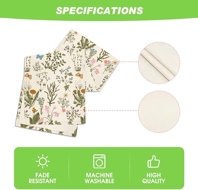 Artoid Mode Wildflowers Floral Spring Table Runner, Butterfly Seasonal Summer Kitchen Dining Table Decoration for Home Party Decor 13x108 Inch