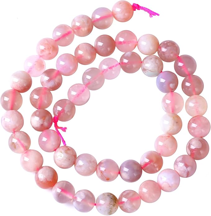 6MM 55PCS Natural Sakura Agate Gemstone Crystal Beads for Jewelry Making DIY Bracelet