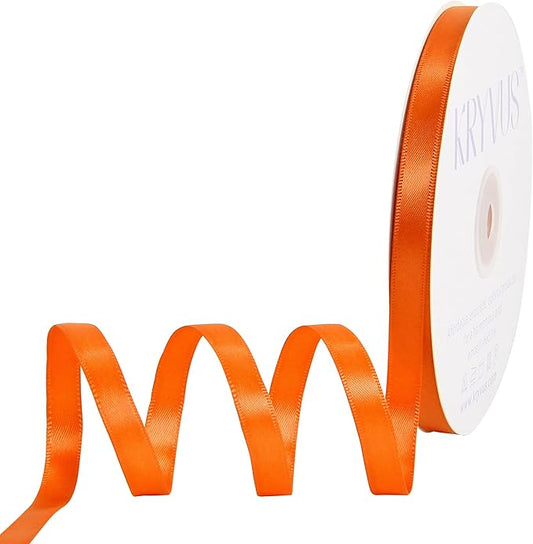 Orange Satin Ribbon, Double Faced 3/8 Inch X 50 Yards Orange Ribbon, Premium Satin Ribbon for Gift Wrapping, Crafts, Hair Bow Making, Sewing, Flower Bouquet, Wedding Party Decor