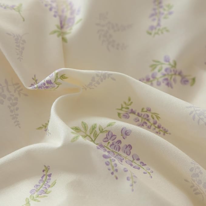 LifeTB Lilac Comforter Set Twin XL Girls Purple Flower Bedding Comforter Vintage Garden Floral Comforter Set Fluffy Soft Botanical Comforter with 2 Bow Ties Pillowcases for Girls Women Twin XL Size
