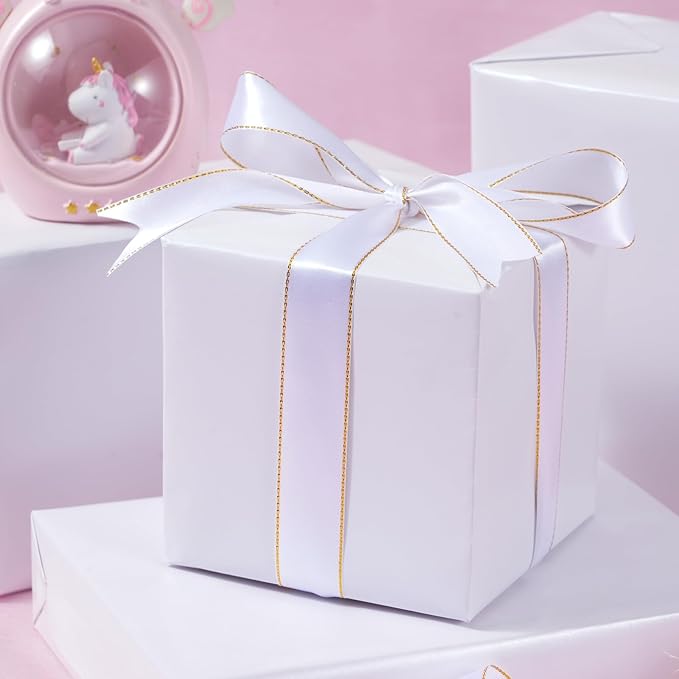 ZINTBIAL Matte White Wrapping Paper Roll with Cut Lines - Solid White Holiday Gift Wrap for Mother's Day,Wedding,Birthdays,Bridal Shower,Engagement - 17.5 in x 33 ft (48 sq. ft), Easy to Cut