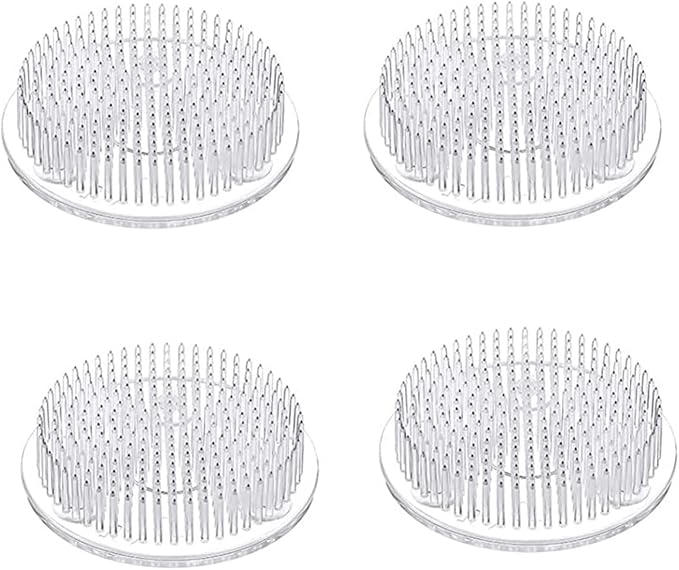 alladaga Set of 4 Flower Frog Clear Plastic Pin Frog Flower Arrangement Holder 2.76" Inch (70mm)