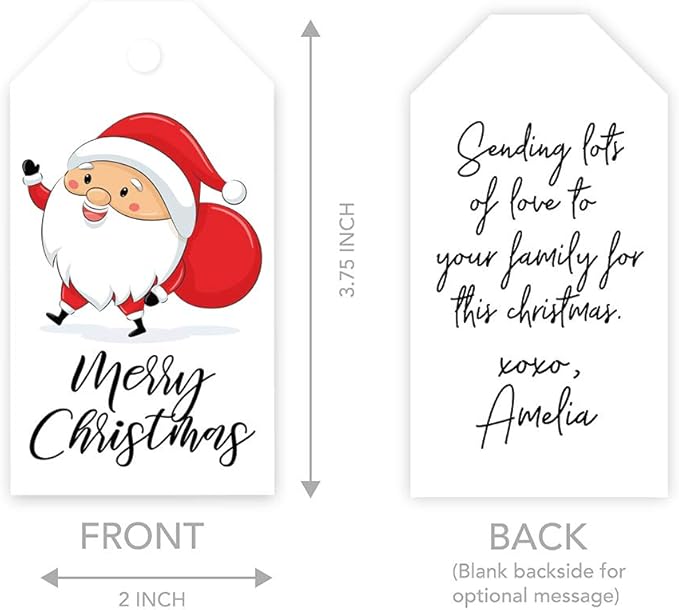 Andaz Press Christmas Holiday Season Classic Gift Tags, Merry Christmas to from Classic Favor Tags, Santa Claus with Christmas Sack Design, for Holiday Events, Parties, and Favors, 60-Pack