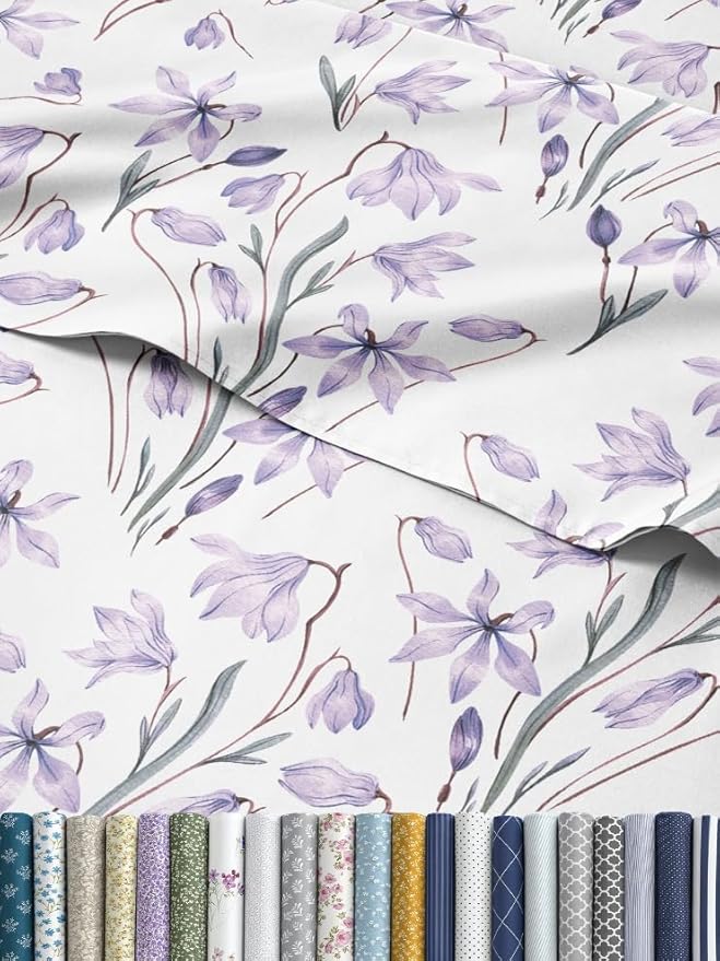 Floral Sheets - Pink Floral Bed Sheet Set - 1 Flat & 1 Fitted & 1 Pillowcase w/ Deep Pockets - Comfy, Wrinkle & Fade Free - Boho Botanical Bedding - Ultra-Soft, Breathable & Cooling - Twin Size Set