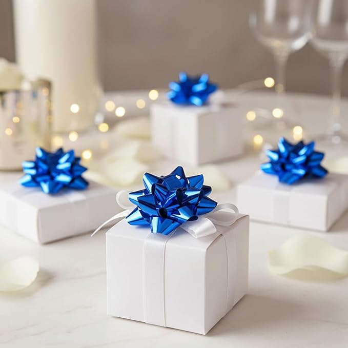 CHOIEO 15 Pcs Gift Bows Assortment, Decor for Christmas, Birthdays, Weddings, Holiday Embellishments, Presents, Wrapping Paper, Anniversaries, Baby Showers, Bridal Showers, Hanukkah (Blue)
