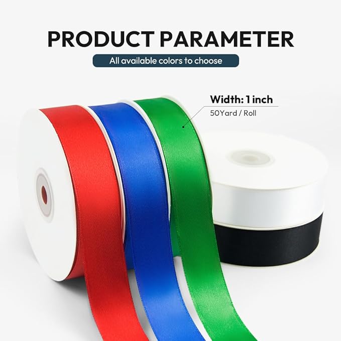 KMER LIFE 1 inch Wide x 50 Yards Pink Single Faced Polyester Satin Ribbon, Pink Satin Ribbon Perfect for Wedding Decor, Wreath, Crafts, Gift Wrapping & Other Projects (Pink)