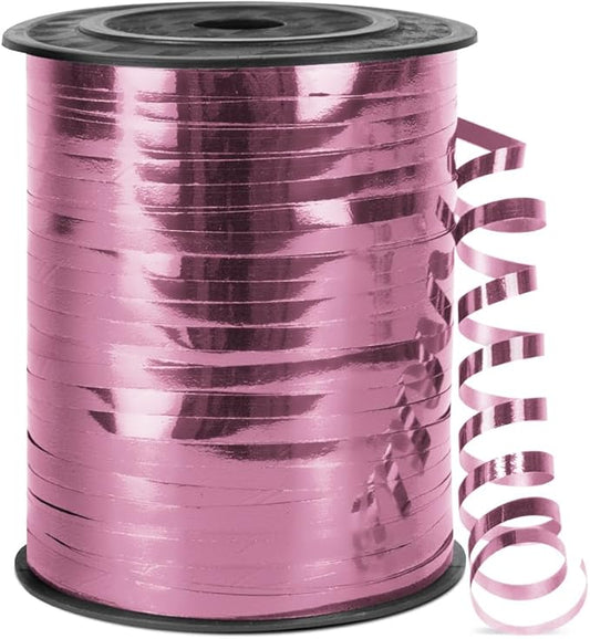 500 Yards Metallic Shiny Curling Ribbon with Spool, 1/5" Curly Ribbons - Perfect for Gift Wrapping, Florist Flowers, Birthday Party Decorations, and Balloon String Ribbon in Pink