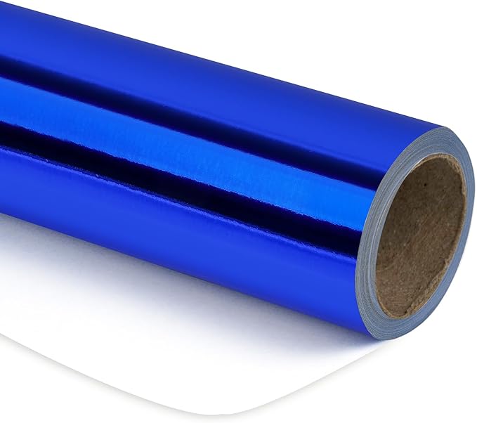 RUSPEPA Royal Blue Metallic Wrapping Paper - Solid Color Paper Perfect for Wedding, Birthday, Christmas, Baby Shower - 17 Inches X 32.8 Feet