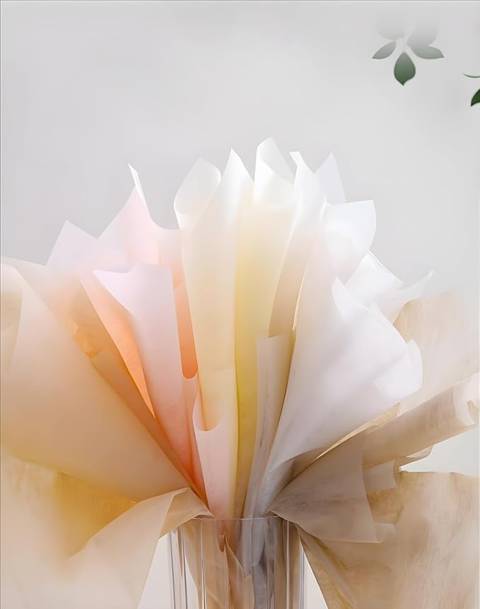 MLSG 96 Sheets Tissue Flower Wrapping Paper Cotton Wrapping Flower Paper Withdrawable Lining Paper Non-woven Waterproof Floral Bouquet Wraps For Florist Packaging Arrangement (caramel)