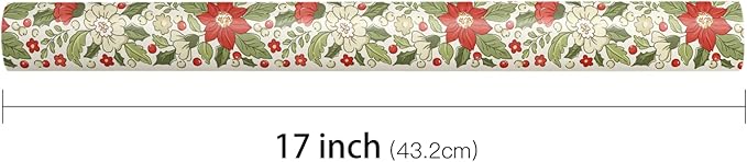 LeZakaa Vintage Poinsettia Christmas Wrapping Paper Roll, Red Poinsettia, Festive Design, for Christmas, Winter Holidays, for Home Decor, Gifts, Women, Mini Roll 17 in x 16.4 Ft
