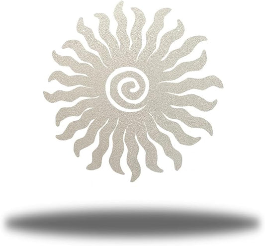 Riverside Designs Sunburst Metal Wall Art Steel Outdoor Decor - Heavy-Duty and Waterproof - Made in USA (36", Silver)