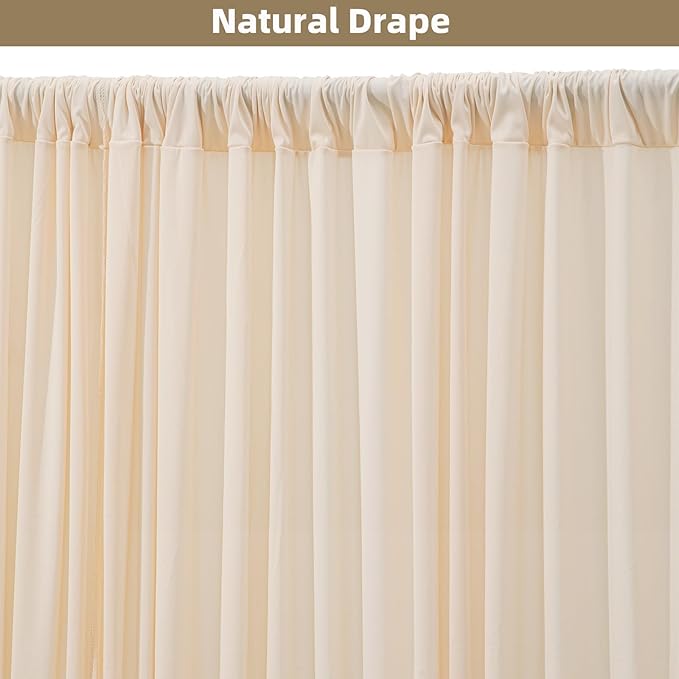 20x10ft Wrinkle Free Cream Backdrop Curtain for Parties Soft Fabric Drapes Wedding Curtain Backdrop for Birthday Party Decorations Background for Photography 5x10ft,4 Panels