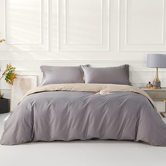 SAPHREAS Purple Duvet Cover Queen Size 3 Pieces Extra Soft Cotton Bedding Set for Kids & Adults, Includes 1 Lavender Duvet Cover 90"x90" with Zipper Closure & 2 Pillow Shams, Comforter Not Included