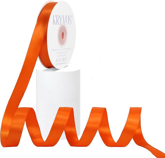 Premium Double Faced Satin Orange Ribbon, 5/8 Inch X 25 Yards, Perfect for Gift Wrapping, Crafts, Wedding Decor