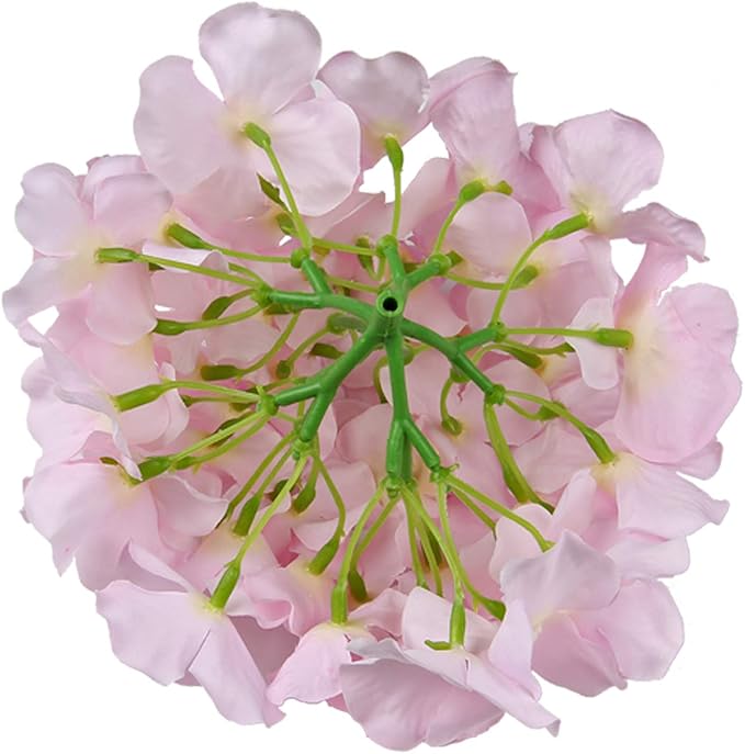 Flojery Silk Hydrangea Heads Artificial Flowers Heads with Stems for Home Wedding Decor,Pack of 10 (Pink)