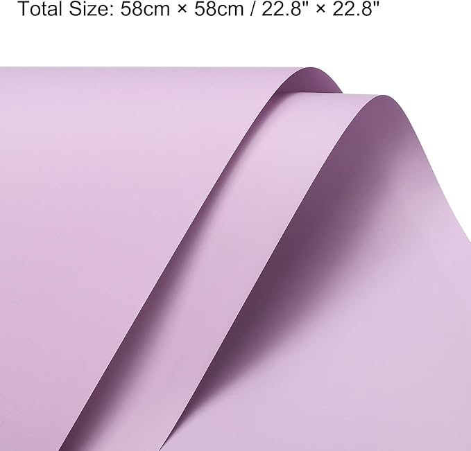 MECCANIXITY Pearlescent Film Flower Wrapping Paper 22.8x22.8 Inch Waterproof for DIY Crafts, Gift/Gift Box Packaging Light Purple 20 Pcs