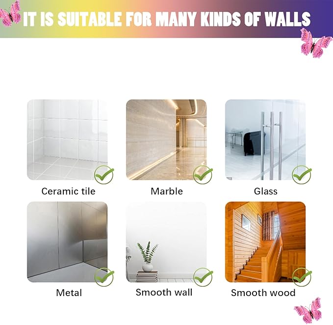 SAOROPEB 3D Butterfly Wall Decor, 72 Pcs Double Layer Butterfly Decorations for Party Decorations Locker Decor Refrigerator Decal, Reusable (Pink)