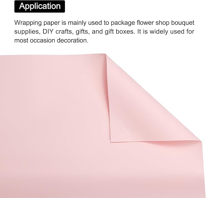 MECCANIXITY Pearlescent Film Flower Wrapping Paper 22.8x22.8 Inch Waterproof for DIY Crafts, Gift/Gift Box Packaging Cherry Pink Pack of 20