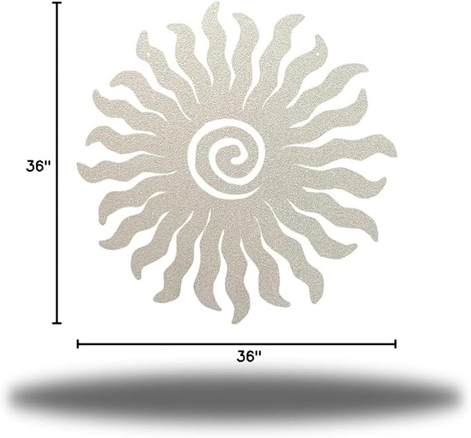 Riverside Designs Sunburst Metal Wall Art Steel Outdoor Decor - Heavy-Duty and Waterproof - Made in USA (36", Silver)
