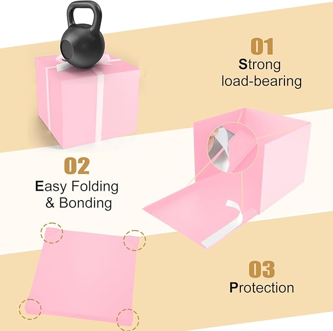 Donyang Gift Box, 12x12x10 inches Large Pink Gift Boxes for Presents with Lids, Birthday Box, Groomsman Proposal Box, for Wedding, Valentine's Day, Mother's Day, Halloween, Christmas Gift Packging