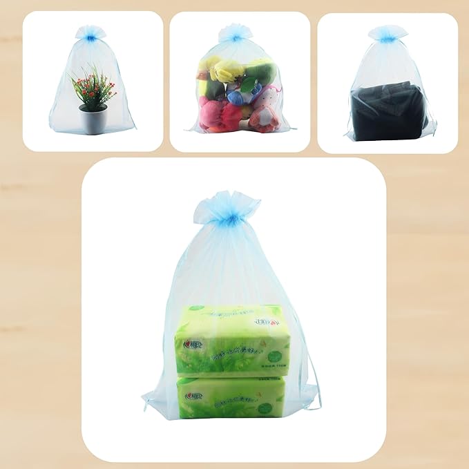 QIANHAILIZZ 50 Pack 12 x 16 Inch Drawstring Jewelry Gift Organza Bags Plant Covers Plants Protection Bag D5B (A-BABY)