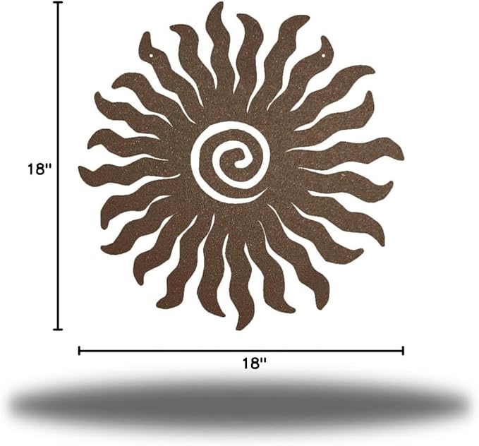 Riverside Designs Sunburst Metal Wall Art Steel Outdoor Decor - Heavy-Duty and Waterproof - Made in USA (18", Rust)