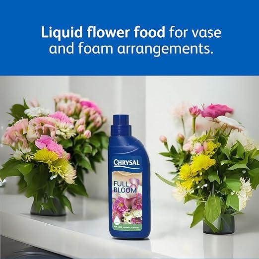 Chrysal Full Bloom Liquid Flower Food - Clear, Concentrated for Flower Arrangements & Bouquets - Mix with Water - Ideal Florist Supplies & at-Home Use - 500mL Bottle (500ml) (2 Pack)