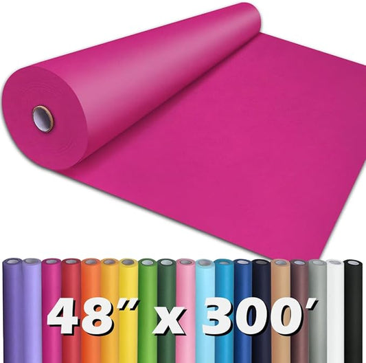 PerkHomy Rose Red Kraft Paper Roll 48" x 3,600" (300') for Gift Wrapping Bouquet Flower Art Painting Craft Writing Packaging Shipping 80GSM 55LB (Rose Red, 48" x 300')
