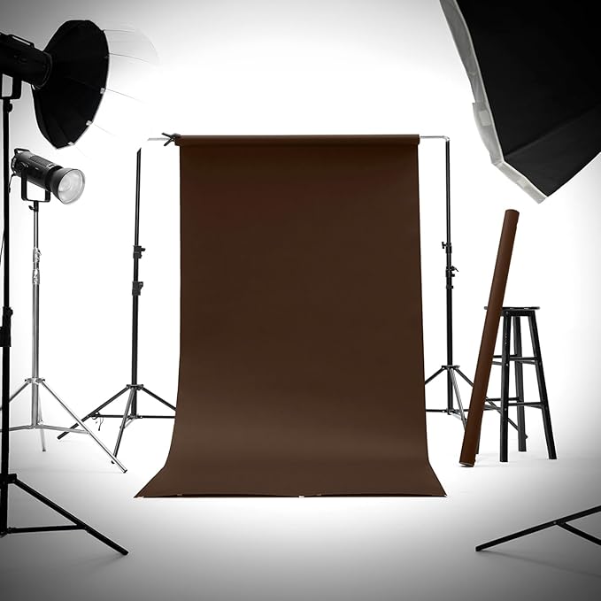 Kate Seamless Paper Backdrop Brown Seamless Backdrop Paper Rolls (106.8''x32.8' Coco Brown)