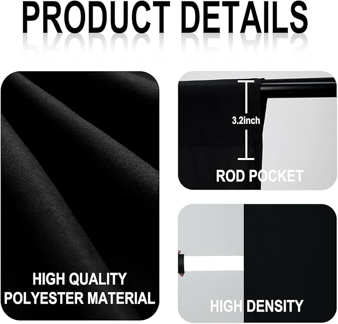 GFCC Black Backdrop - 6FTX9FT Black Photo Backdrop for Photoshoot Background for Photography Screen Video Recording Picture Background