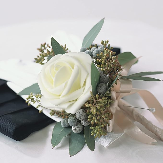 Artificial Roses Flowers 50pcs Real Looking Foam Fake Roses with Stems for DIY Wedding Bouquets Bridal Shower Centerpieces Party Decorations (50, Milk White)