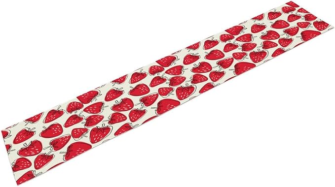 Strawberry Table Runner, Spring Summer Fruit Birthday Party Decorations Dining Room Home Kitchen Table Decor 13 x 108Inches