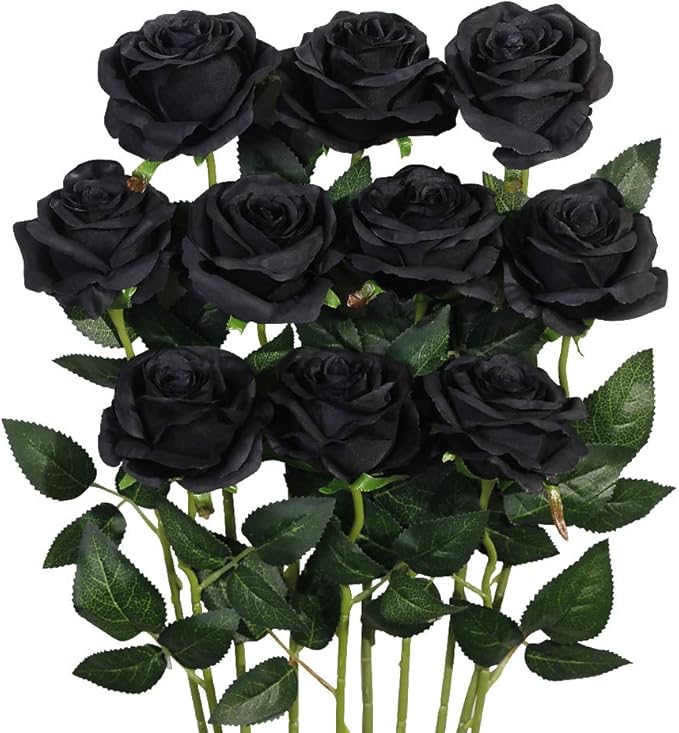 Luyue 10PCS Artificial Roses Flower with Stems Slik Fake Flowers Bouquet Realistic Long Stem Faux Rose for Valentines Day Wedding Home Decor